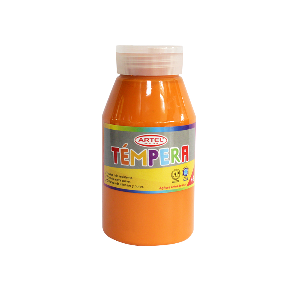 Frasco Témpera 250ml. COLOR NARANJA Artel