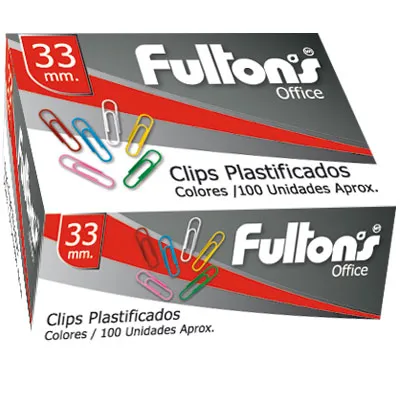 CLIP N 1 RED. COL/SURTIDO 33 MM. PLAST. CJA. 100 UN. FULTONS