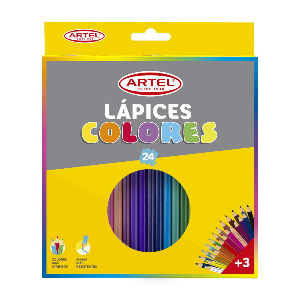 Estuche 24 Lápices De Color Largos Artel