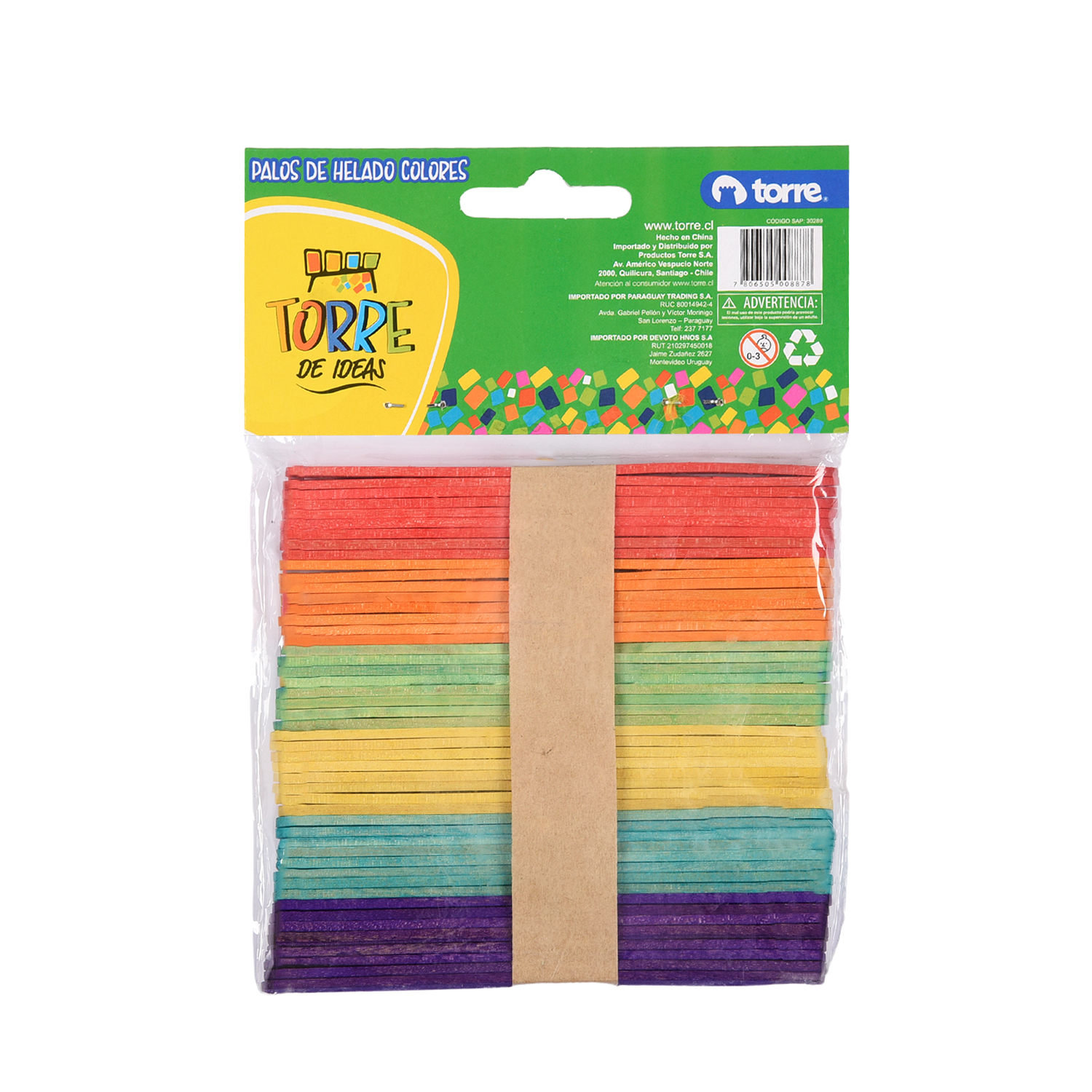PALOS HELADO 50 UNI COLORES TORRE