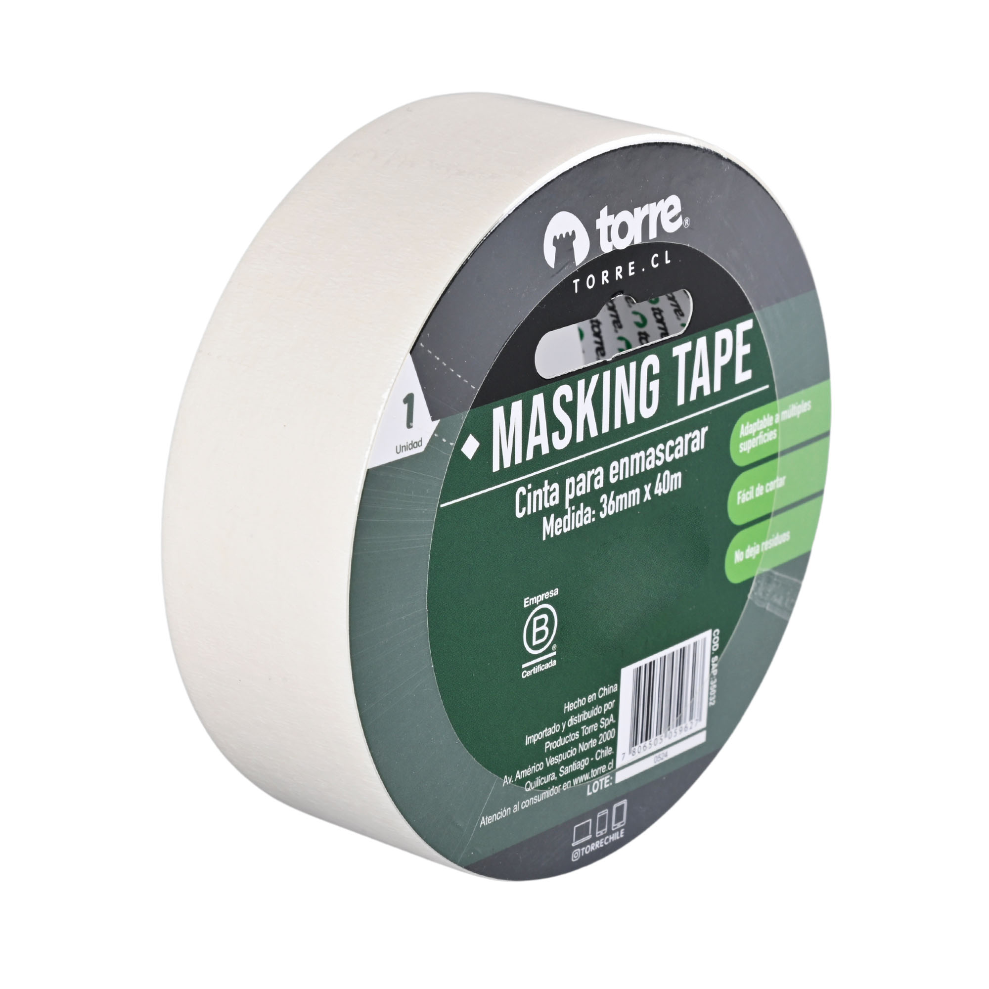 CINTA MASKING CREMA 36MMX40M TORRE