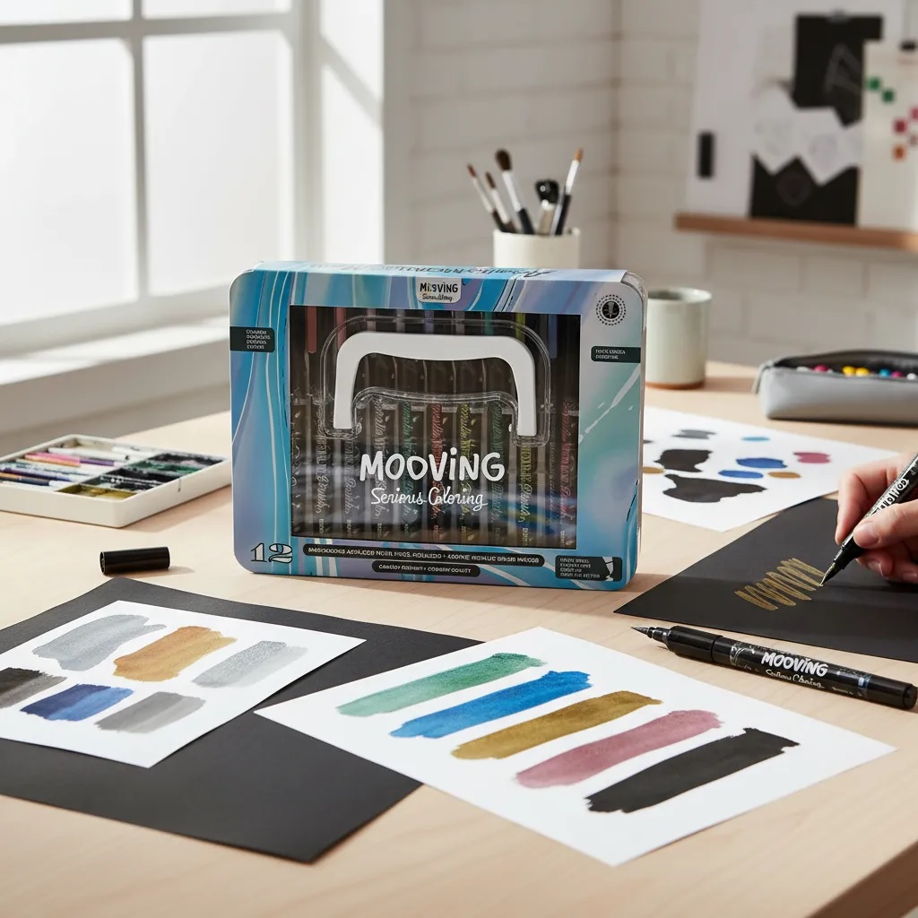 MARCADORES  ACRILICOS METALICOS 12 COL MOOVING - imagen 2